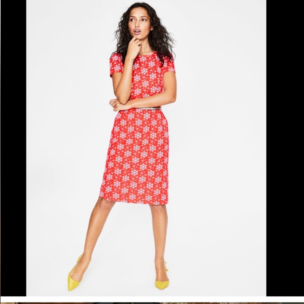 Boden Phoebe Daisy Print Dress, 100% Cotton Jersey. Woman’s Size 4